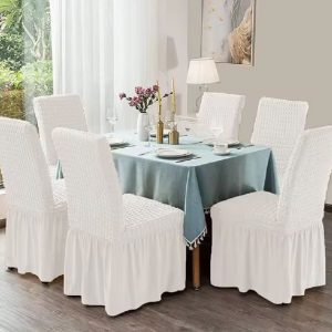 6 Pcs White Color Chair Cover